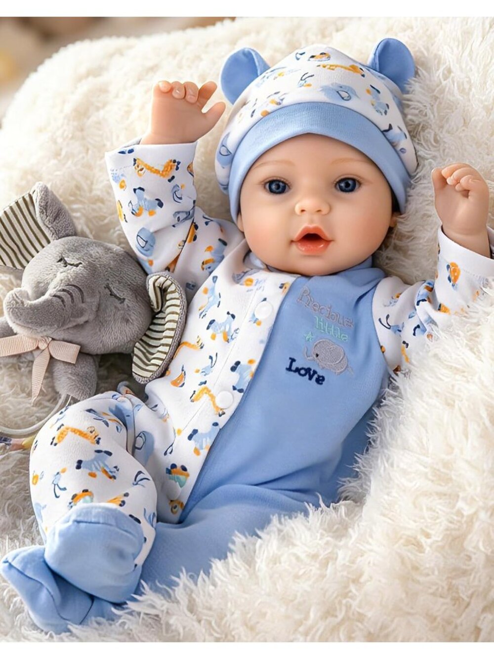 18-Inch Blue Reborn Baby Dolls Boy Realistic Baby Cloth Body for Kids Ages 3+